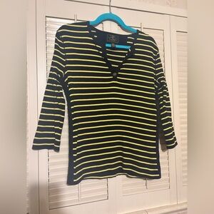 Ralph Lauren Black and Yellow Striped Long Sleeve Top! Size medium!